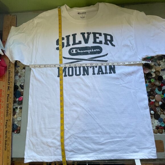 Champion Silver Mountain Short Sleeve TShirt Size Large Crew White Cotton NEW - Picture 4 of 6